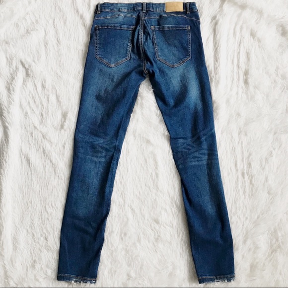 ZARA Trafaluc Skinny Distressed Jeans Navy Wash - Picture 3 of 8